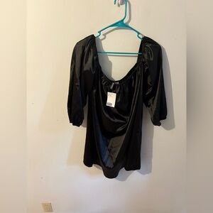 Divided H&M Elegant Black Gathered Top Size XL